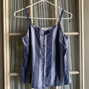 Treasure & Bond Striped Blue Linen Blend Cami Top